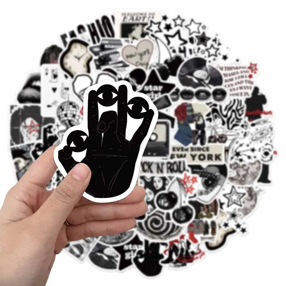 50PCS Creative Black Y2K Creative Aesthetic Sticker Advanced Mobile Phone Case Laptop Sticker