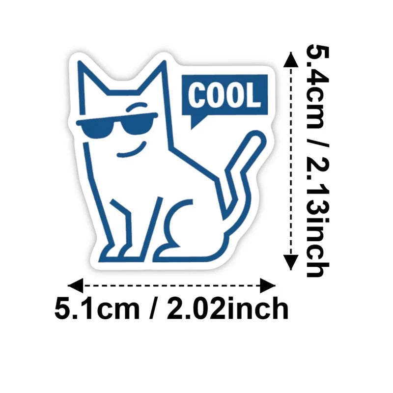 10/30/56PCS Abstract Lines Cat PVC Sticky Sticker Stationery DIY Children's Laptop Luggage Skateboard Decoration Scrapbooking