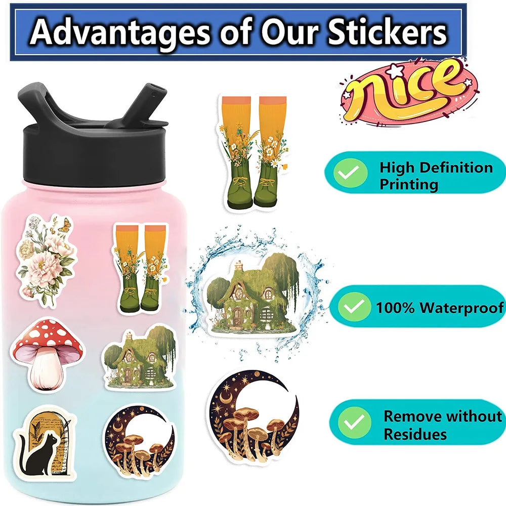 50/100PCS 50 Cartoon Retro Animal Graffiti Stationery Decoration Stickers Party Guitar Notebook Luggage DIY Waterproof Stickers