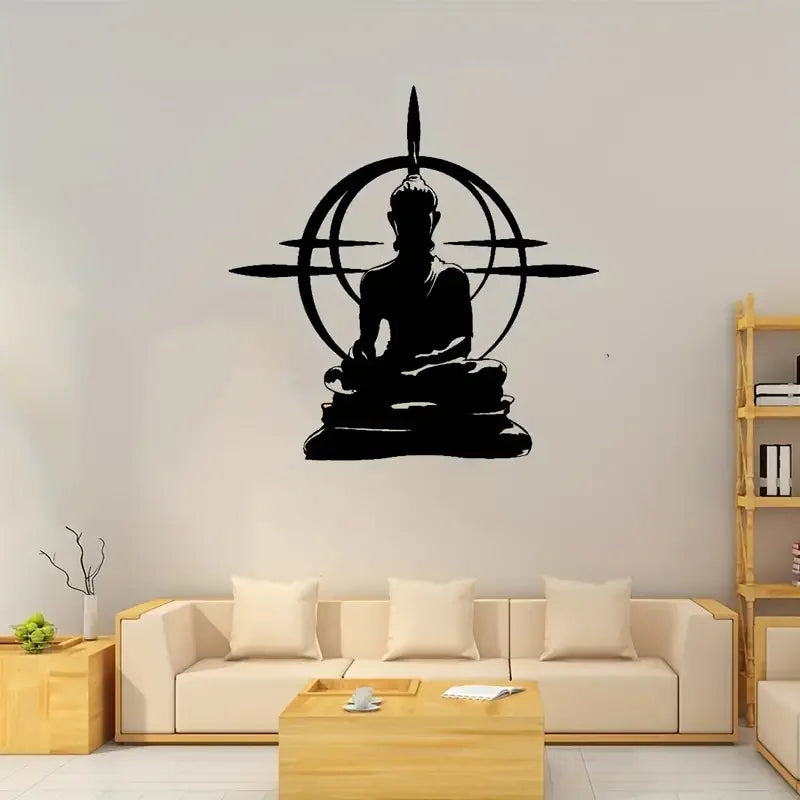1pc Creative Wall Sticker, Buddha Mandala Pattern Self-Adhesive Wall Stickers, Bedroom Entryway Living Room Porch Home Decoratio