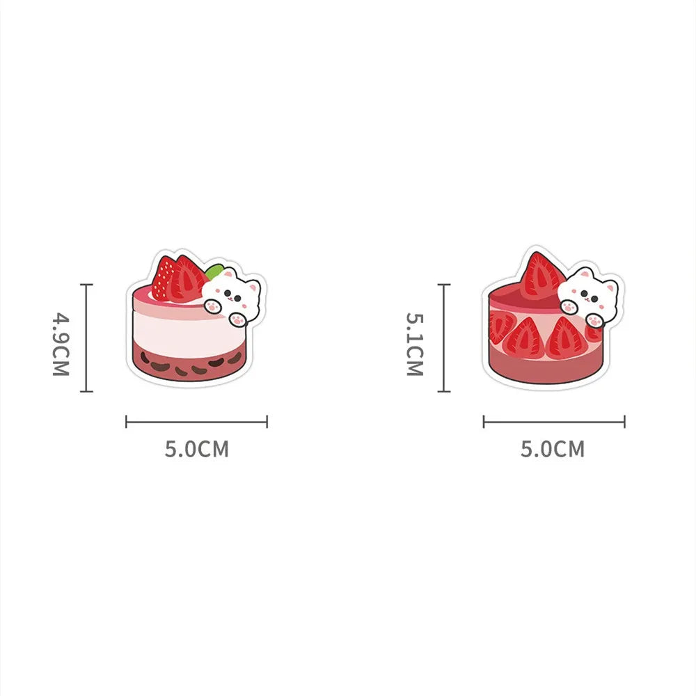 50-Pack Cute Cat Cake Cartoon Stickers Notebook Journal Water Cup Stationery Decoration Sticker