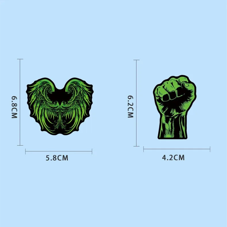 50/100Pcs Cool Green Personality Doodle Stickers, Kids Stationery Decals Notebook Helmet Skateboard Suitcase Waterproof Decals