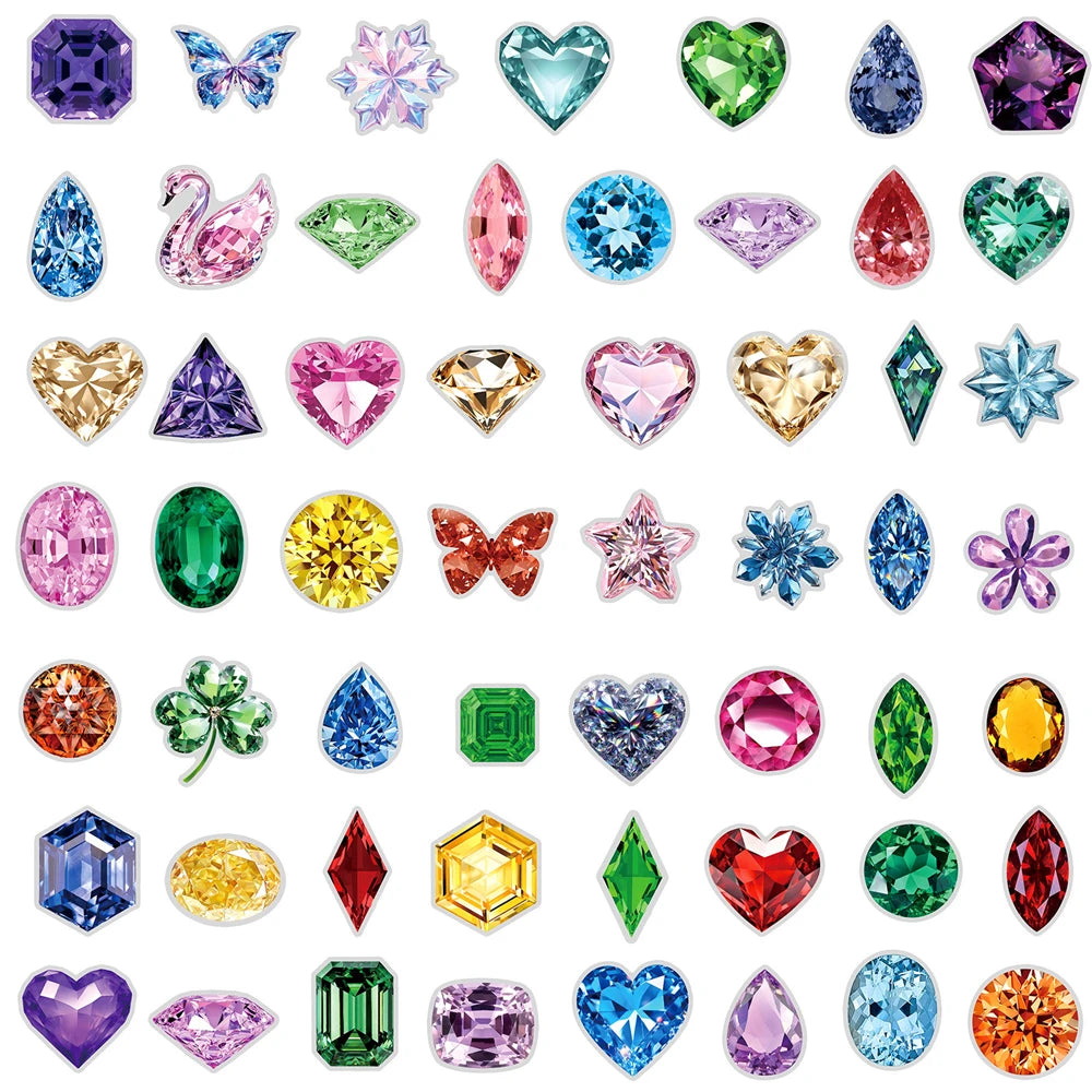 50/100 Pcs Ins Style Colorful HD Diamond Gem Stickers PET Clear Waterproof for Cup Phone Laptop File Holder Diary Decals