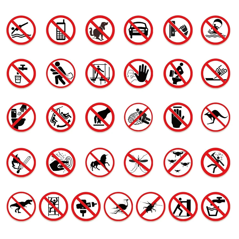 120PCS Funny No Sign Stickers Luggage Notebook Guitar Skateboard Waterproof PVC Stationery Stickers for Children Teens Adults