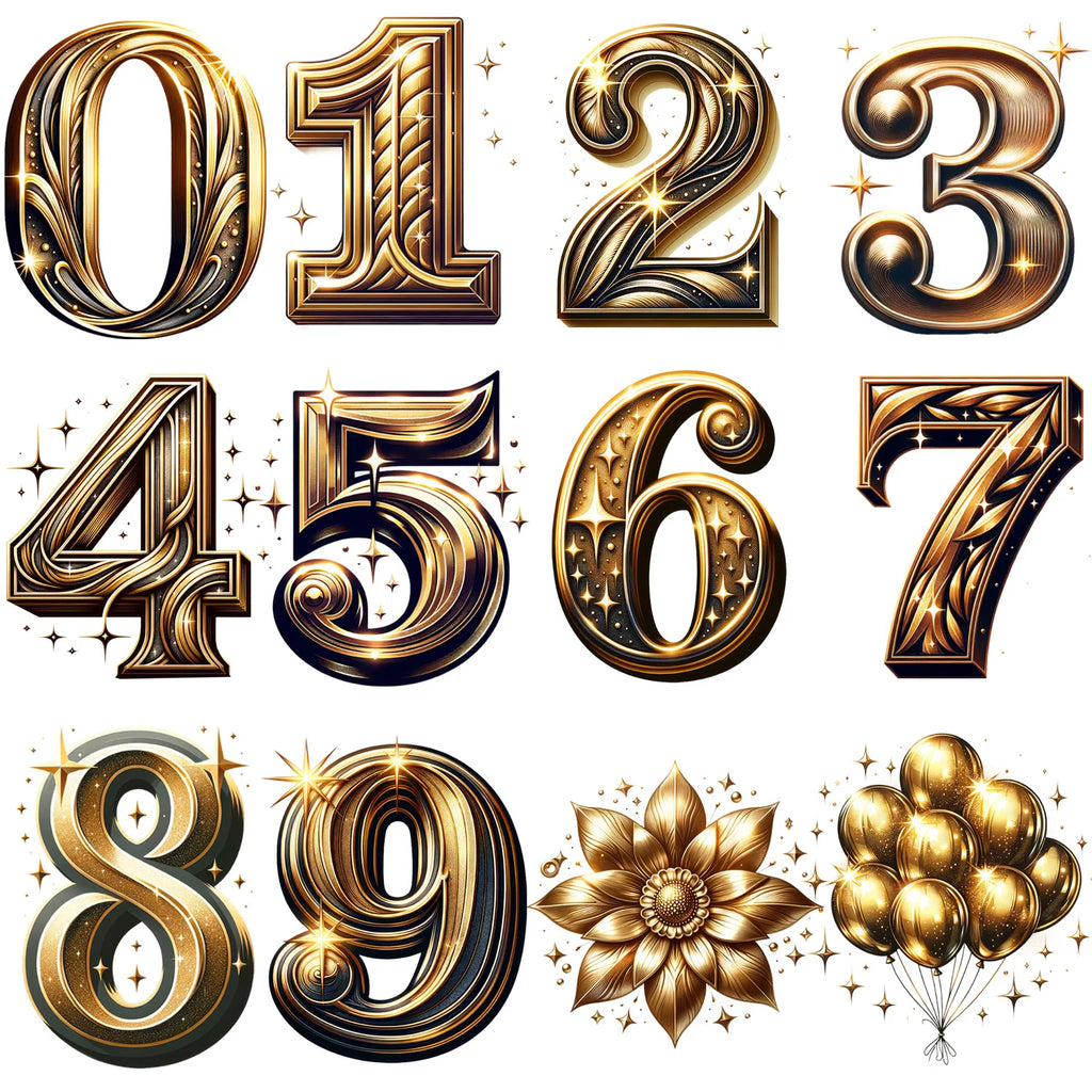 12 sheet Gold Birthday Queen Themed Iron-On Decal T-Shirt Heat Transfers Suitable for DIY, Gilded, Fashion, T-Shirts, Mask, Jean