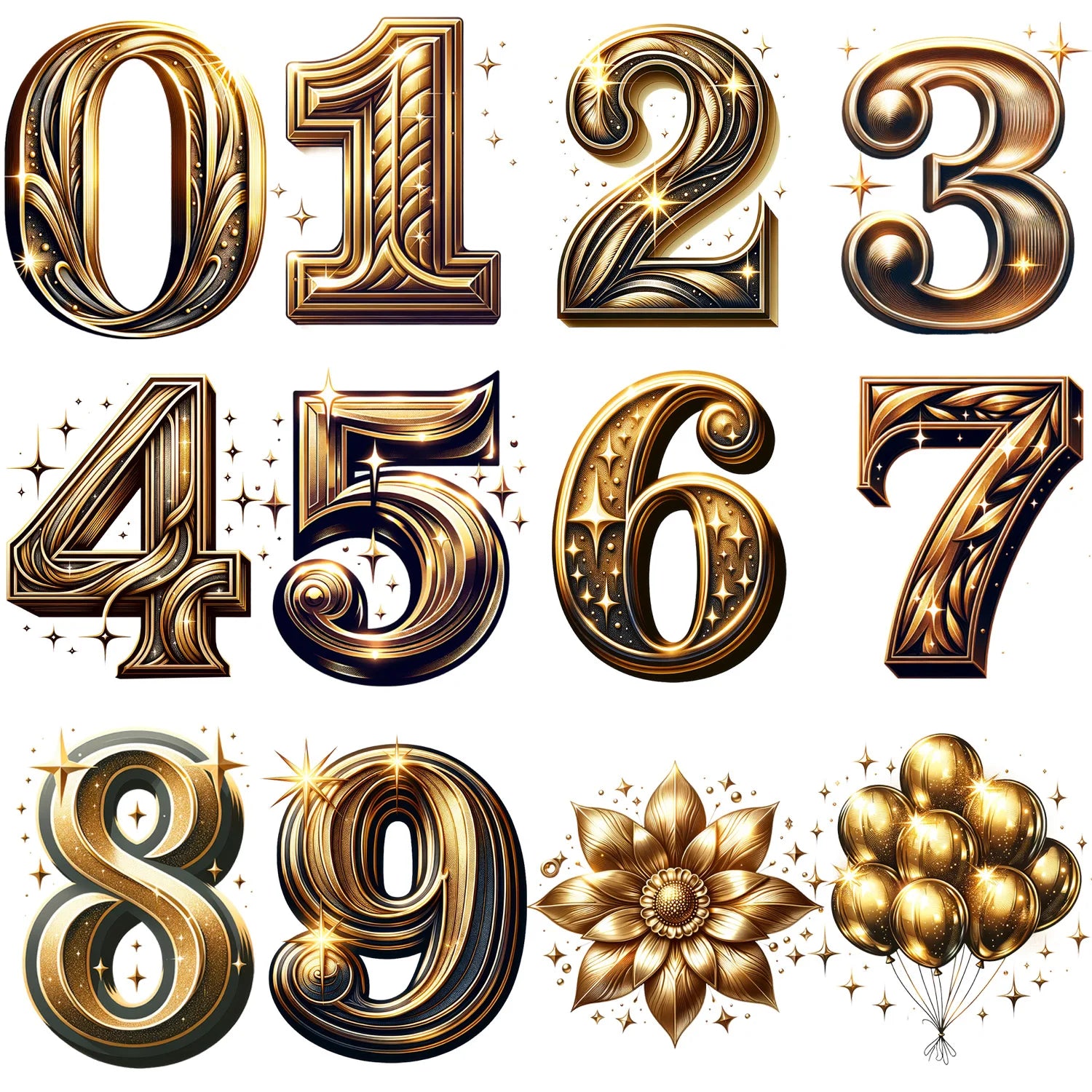 12 sheet Gold Birthday Queen Themed Iron-On Decal T-Shirt Heat Transfers Suitable for DIY, Gilded, Fashion, T-Shirts, Mask, Jean