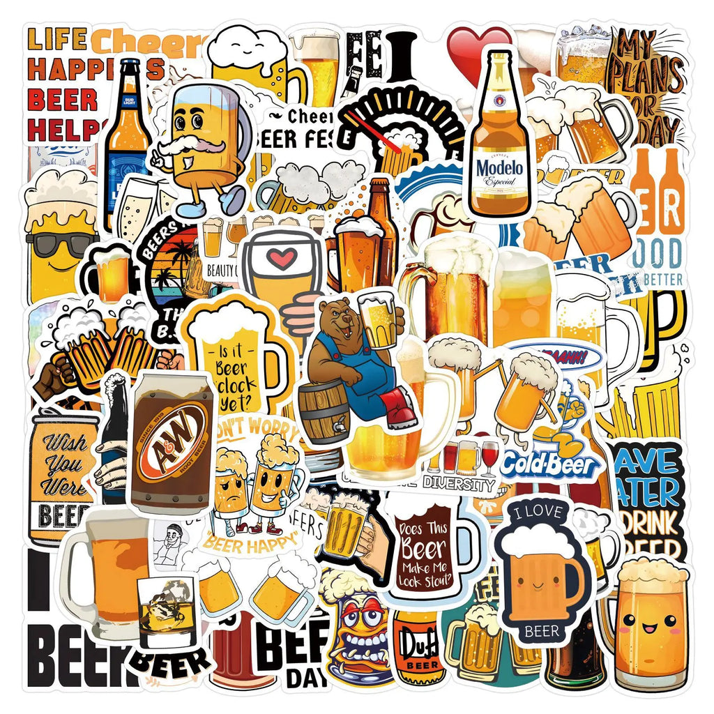 55/110PCS Funny Beer Personality Graffiti Sticker Car Luggage Water Cup Stationery Notebook Sticker