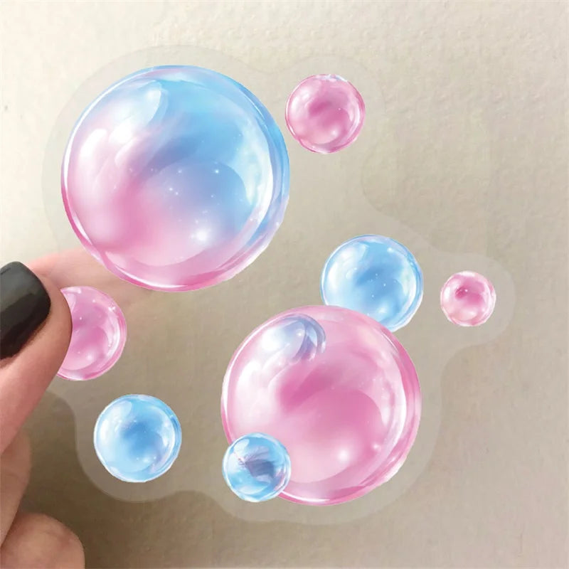 50PCS Dreamy Bubbles PET Phone Sticker Aesthetic Tear Open Decoration DIY Colored Laptop Luggage Graffiti Decals