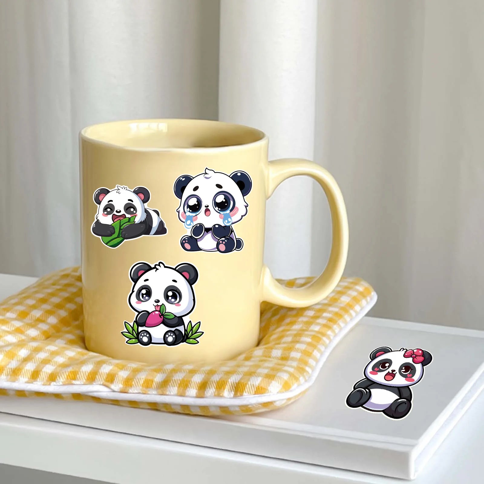 8/16/24Pcs Panda Make A Face Puzzle Stickers, Cartoon Fun Stationery Decals Phone Laptop Fridge Notebook Kids DIY Decor Stickers