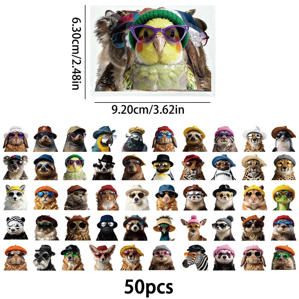 50/100 Pcs HD PET Clear Cute Pet Face Cartoon Stickers for Phone File Holder Printer Suitcase Laptop Car Waterproof Decals
