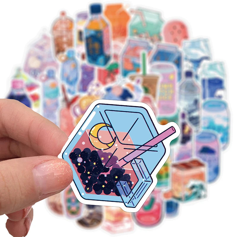 10/30/50PCS Japan Dink Sticker Aesthetic Sketchbook for Kids Children's PVC Decoration Scrapbooking School Stationery Supplies