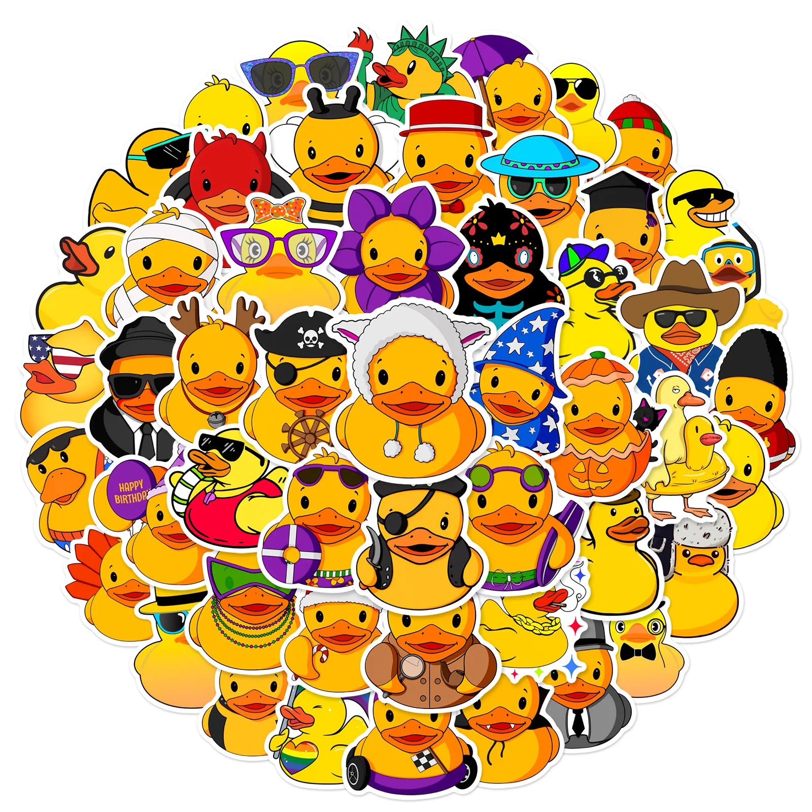 50pcs Duck Stickers,Cute Yellow Duck for Water Bottles,Duck Helmet Stickers