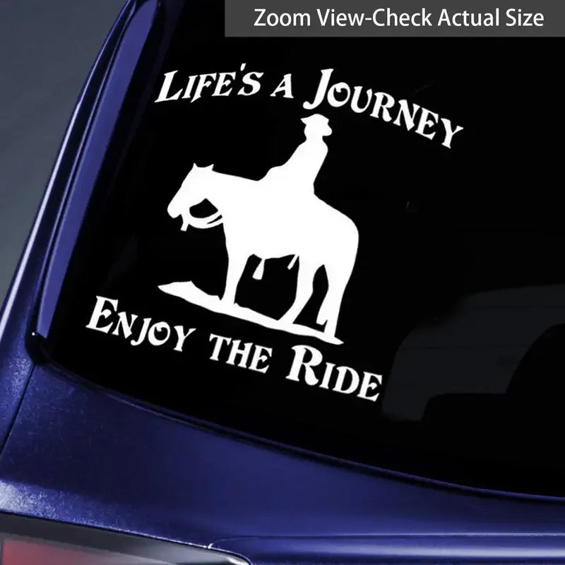 Life's A Journey Enjoy The Ride Cowboy Horse Car Sticker For Laptop Water Bottle Car Truck SUV Motorcycle Vehicle Paint Window W