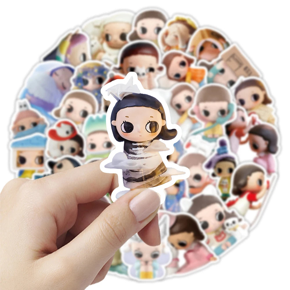 52/104 PCS Cartoon Stickers Laptop Guitar Luggage DIY Creative Waterproof Reward Stationery Stickers