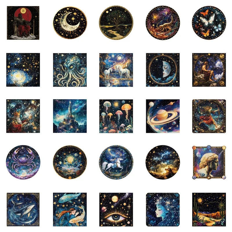 10/30/50PCS Cartoon Universe Sticky PVC Sticker Aesthetic Stationery DIY Decoration Scrapbooking School Supplies for Kids