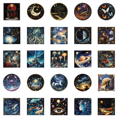 10/30/50PCS Cartoon Universe Sticky PVC Sticker Aesthetic Stationery DIY Decoration Scrapbooking School Supplies for Kids