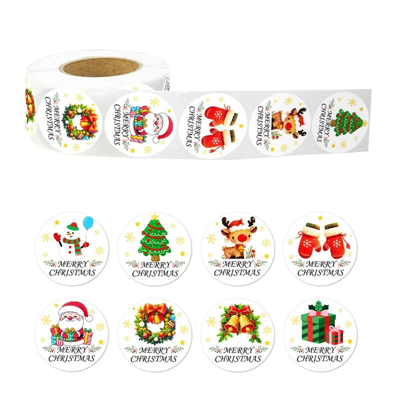 500PCS Kawaii Christmas Sticky Paper Sticker Labels Thank You Sticker Sealing DIY Decoration Scrapbooking Stationery Supplies