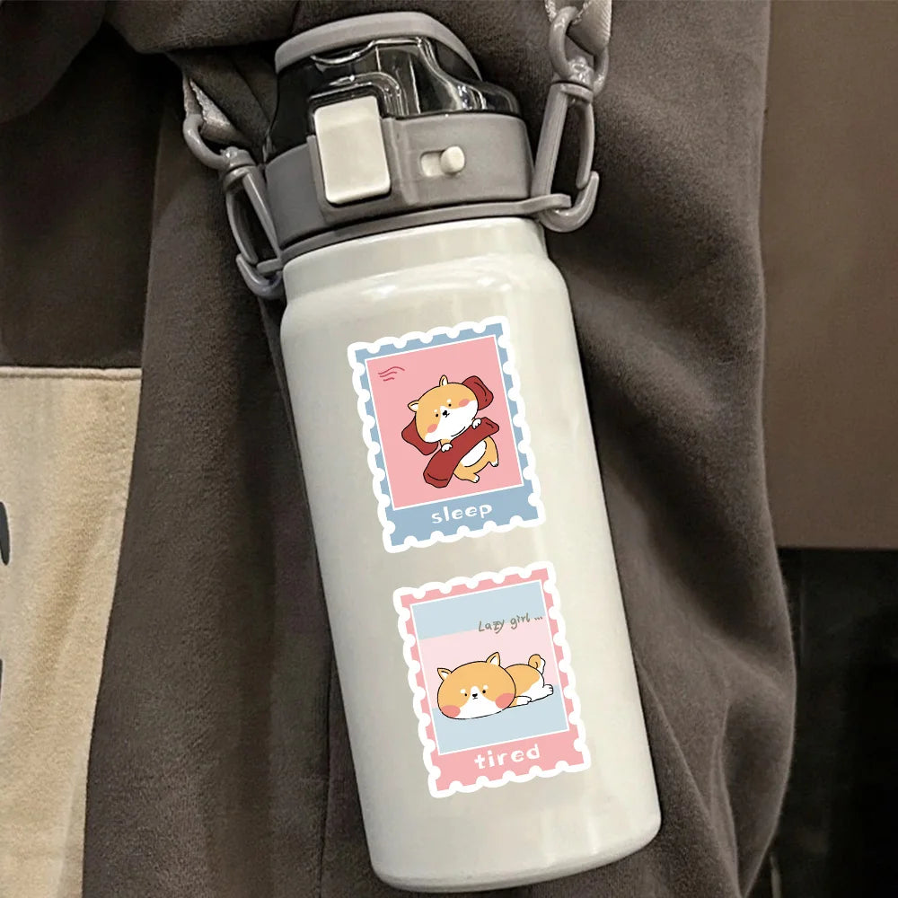 50PCS Hot Dog Firewood Stamp Cute Stickers Animal Stickers DIY Luggage Manual Phone Case Notebook Envelope Label Stickers