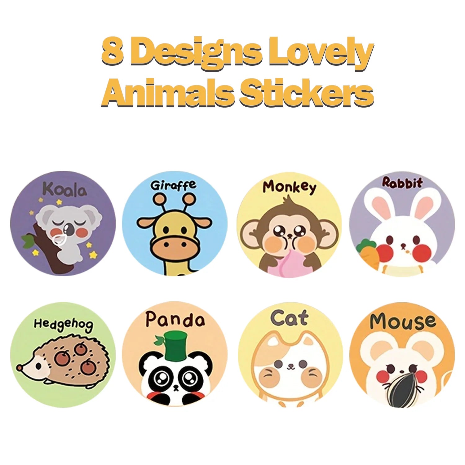 1Roll(500pcs) 1'' Round Cartoon Animals Stickers for Kids Teacher Reward School Supplies Animal Incentive Home Decor