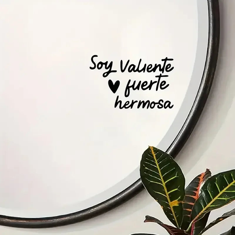 I am Brave, Strong and Beautiful" Inspirational Quote Mirror Sticker - Waterproof Vinyl, Self-Adhesive Decoration for Bathroom M