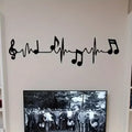 1pc Contemporary Music Piano Notes Wall Decal, Pre-pasted Plastic Electrocardiogram Graphic, Semi-matte Finish, Rectangle Shape