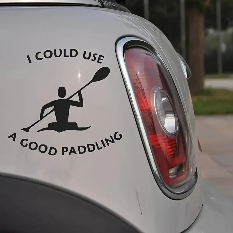 1pc Black Car Stickers, Auto Logo Decorative Stickers, Kayaker Car Styling Stickers, Car Decoration (I Could Use A Good Paddling