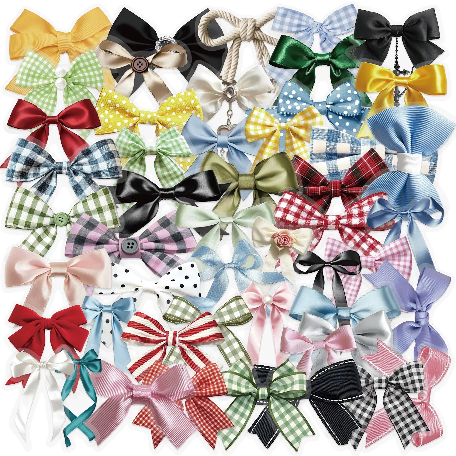 50 Pcs Transparent Colorful Bow Stickers Pack, Waterproof Transparent PET for Notebook Guitar Planner Decora Stationary Stickers