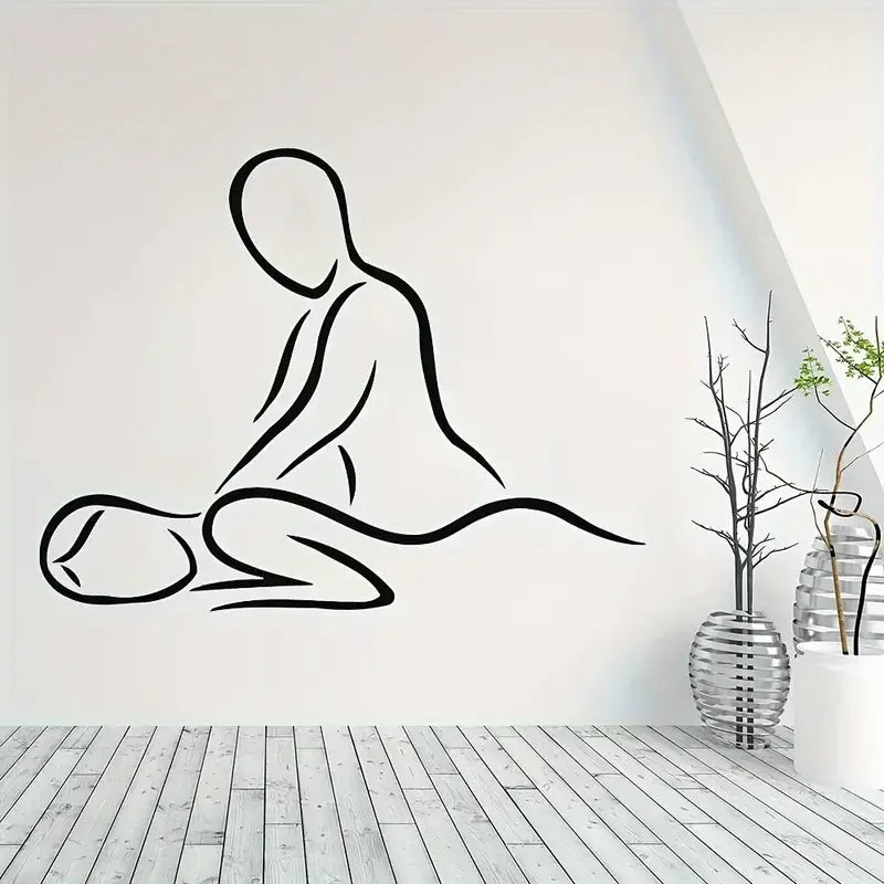 1pc Contemporary Vinyl Wall Decal, Massage Spa Salon Zen Relaxation Themed, Decorative Sticker For Room Decor, Home Decor, Relax