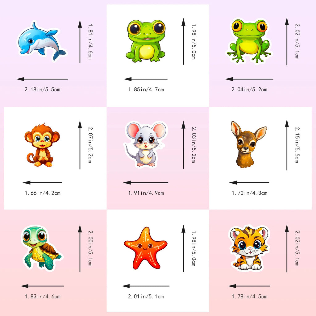 50pcs large eyed animal stickers new cartoon cute natural small animal graffiti stickers children's toys