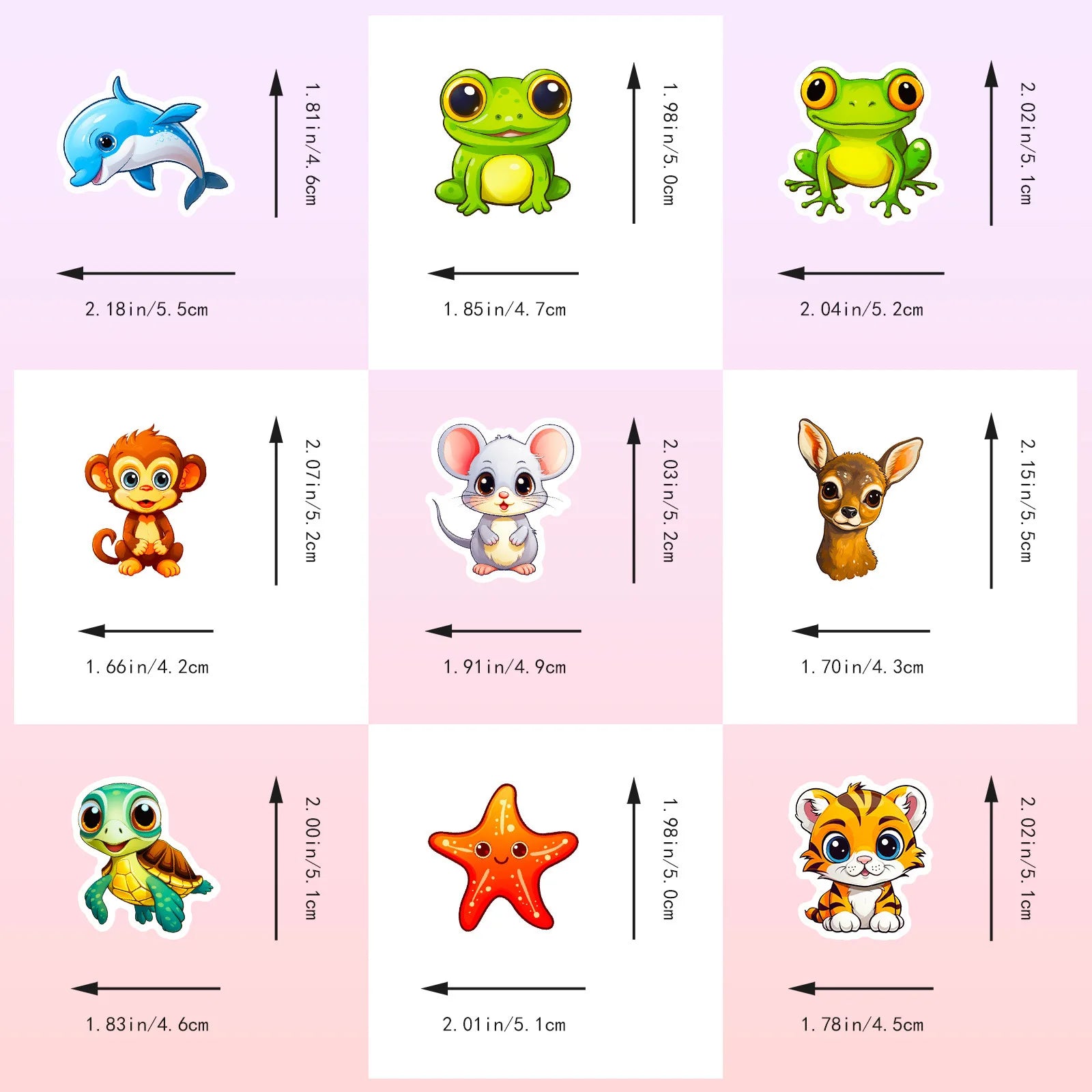 50pcs large eyed animal stickers new cartoon cute natural small animal graffiti stickers children's toys