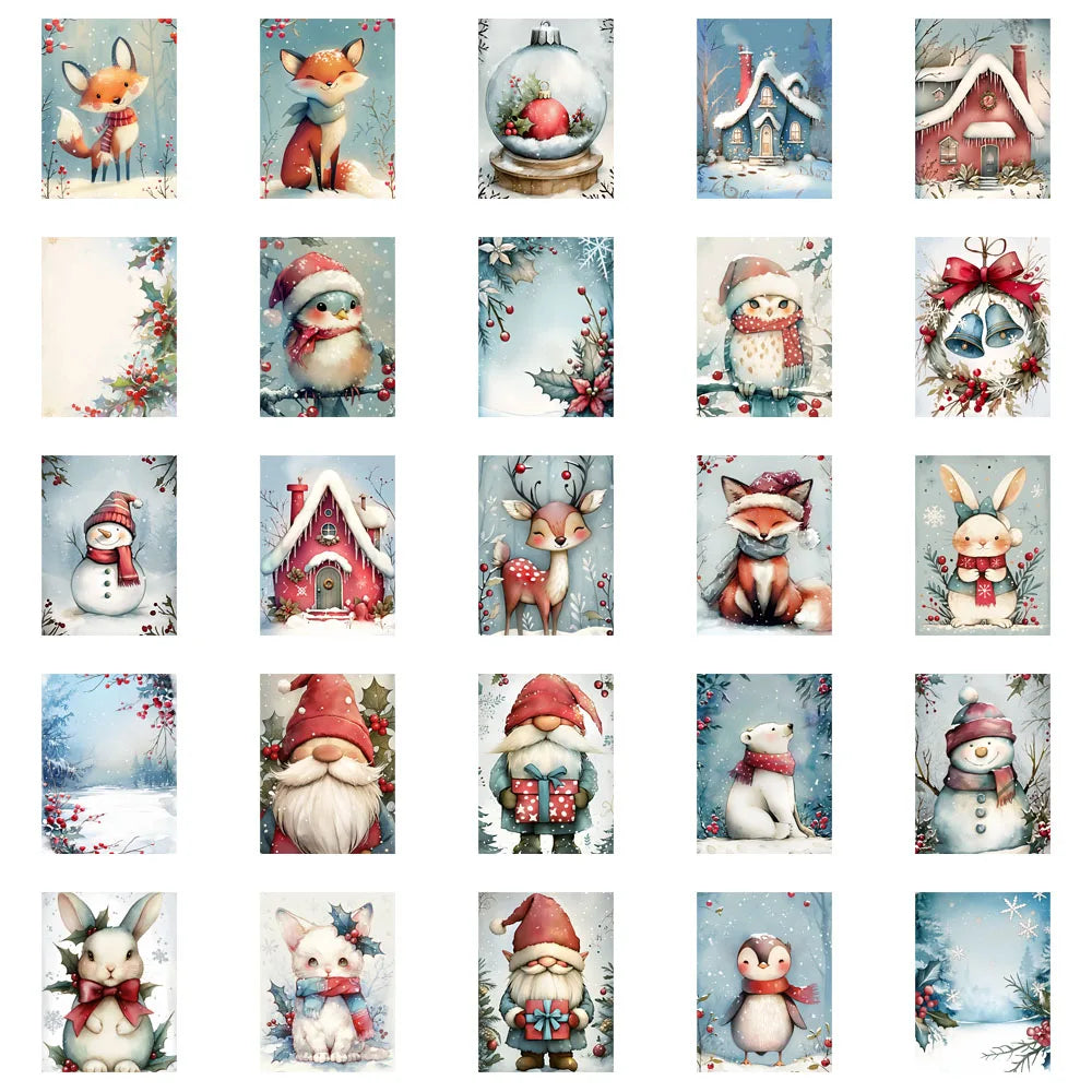 50PCS Winter Christmas Cute Snowy Creative Decoration DIY Phone Case Luggage Tablet Puzzle Toy Stickers