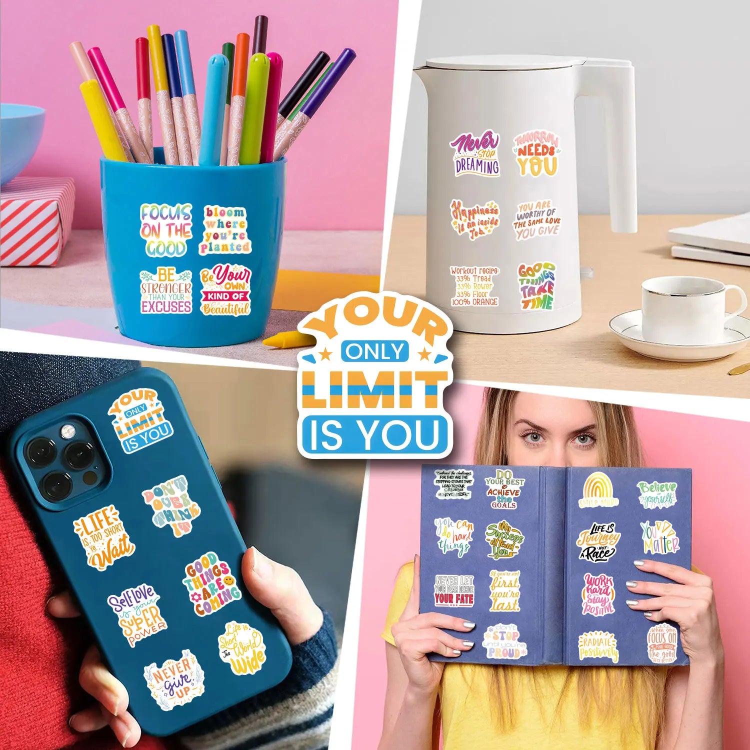 50/110PCS Inspirational Text Short Phrases English Slogan Personality Graffiti Sticker Car Luggage Suitcase Water Cup Sticker