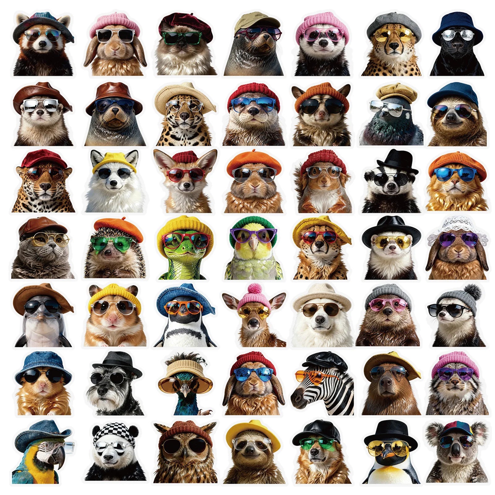 50/100 Pcs HD PET Clear Cute Pet Face Cartoon Stickers for Phone File Holder Printer Suitcase Laptop Car Waterproof Decals