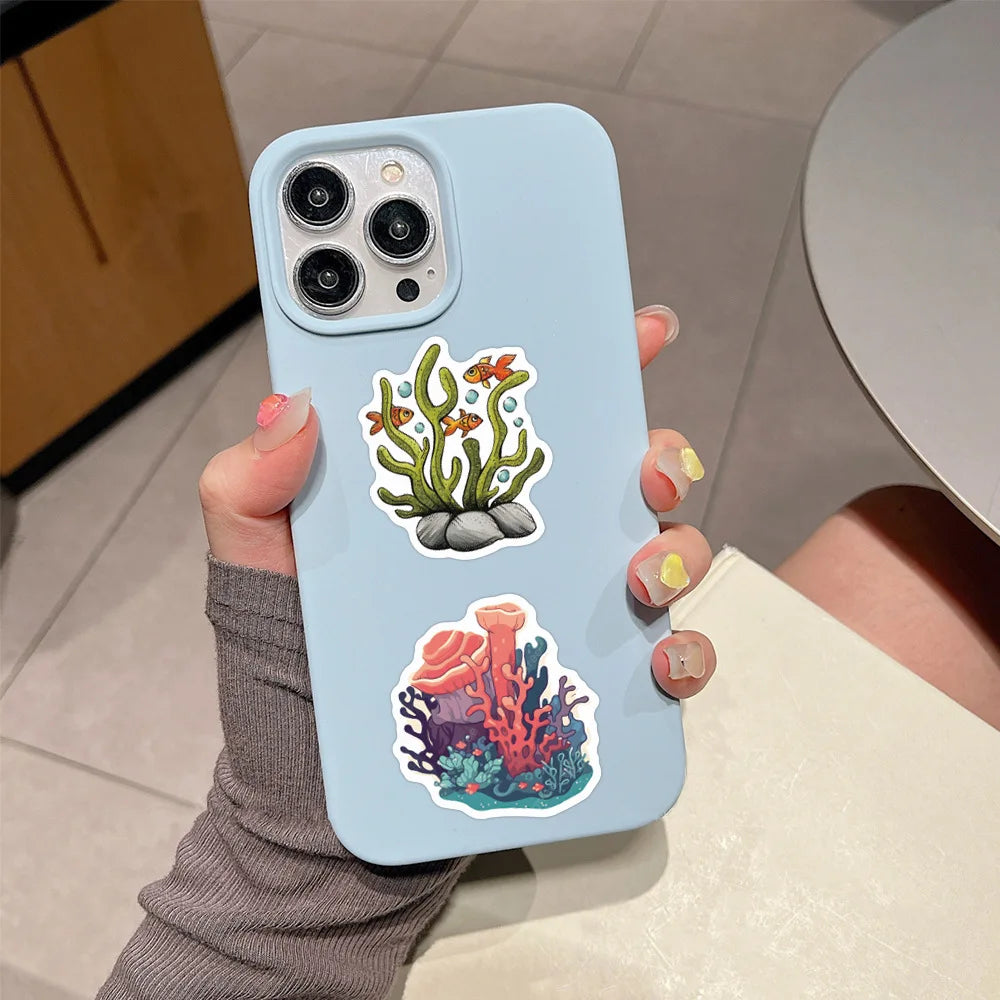 55/110PCS Cartoon Colorful Coral Reef Graffiti Sticker Car Luggage Water Cup Laptop Waterproof Notebook Sticker
