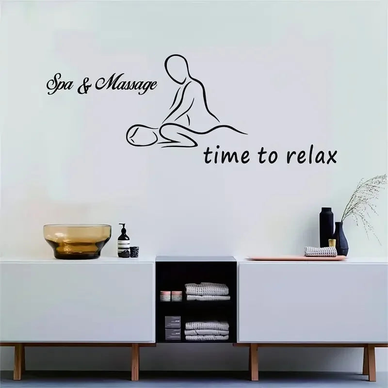 Time to Relax Spa & Massage Wall Decals - Removable Vinyl Stickers with Elegant Lettering for Massage Room, Sauna, or Spa Decor