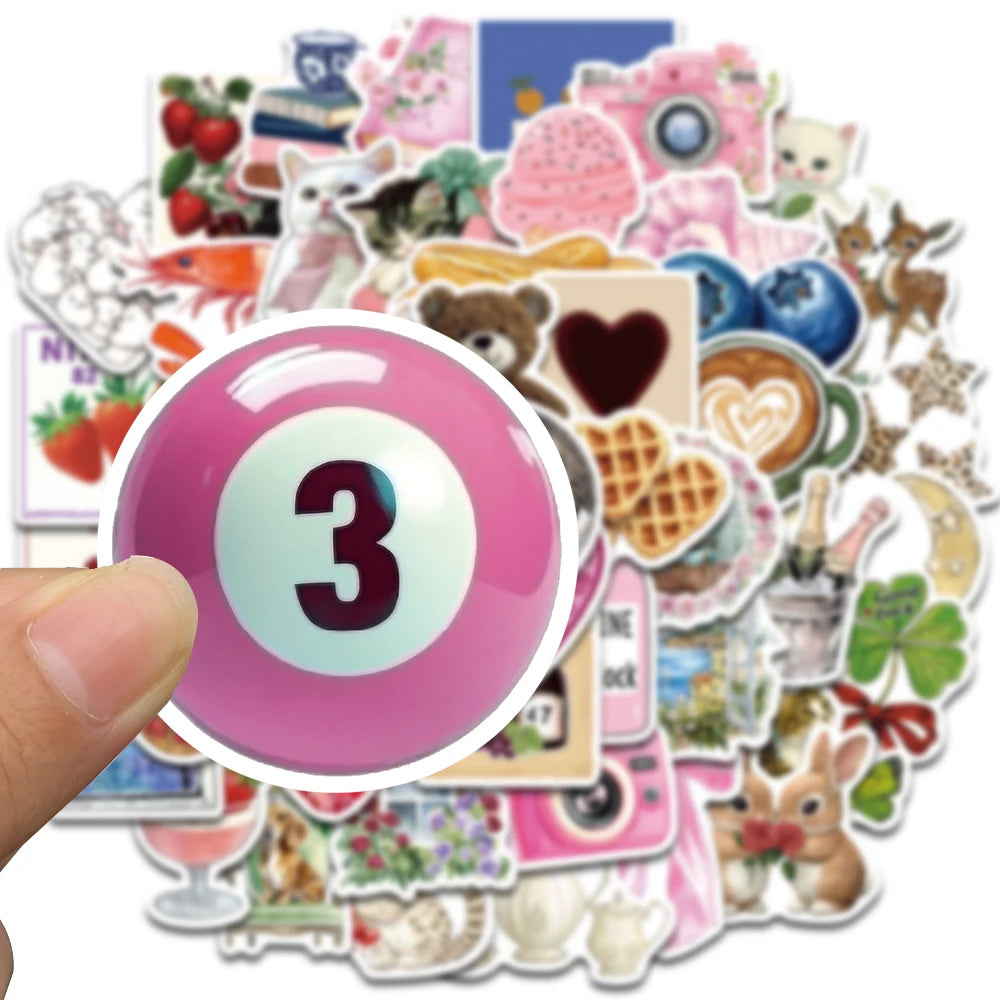 50PCS Aesthetic Pinterest Sticker Decoration Fashion Harajuku Laptop Luggage Creative Wall Bar Decor Streetwear Creative Sticker