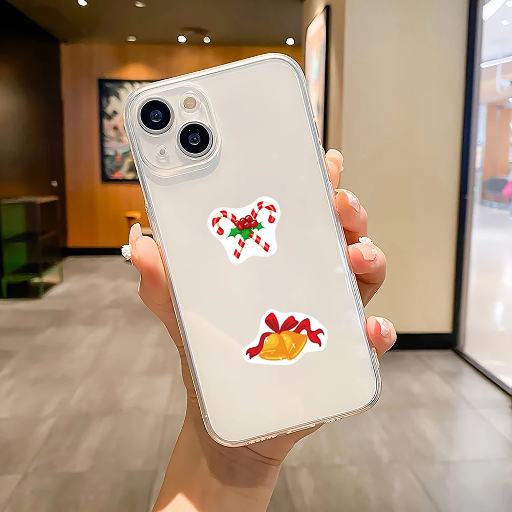 500Pcs/Roll Heterotypic Christmas Themed Elks Snowmans Santa Claus Bells Stickers 8 Designs 2.5cm/1.0'' DlY Graffiti Holiday Tag
