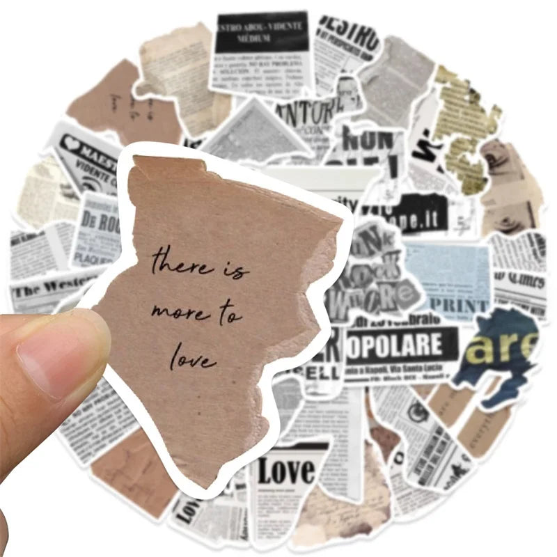 10/30/52PCS Vintage Newspaper PVC Sticker Aesthetic Children's Korean Stationery School Supplies DIY Decoration Scrapbooking