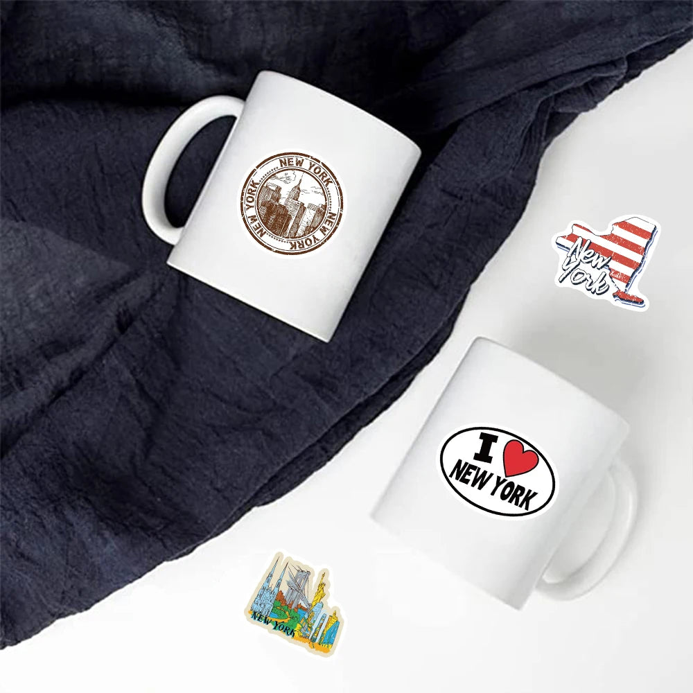 50PCS Cartoon New York Stickers Adhesive DIY Guitar Laptop Luggage Skateboard Living Graffiti DIY Lover Calender Phone Sticker