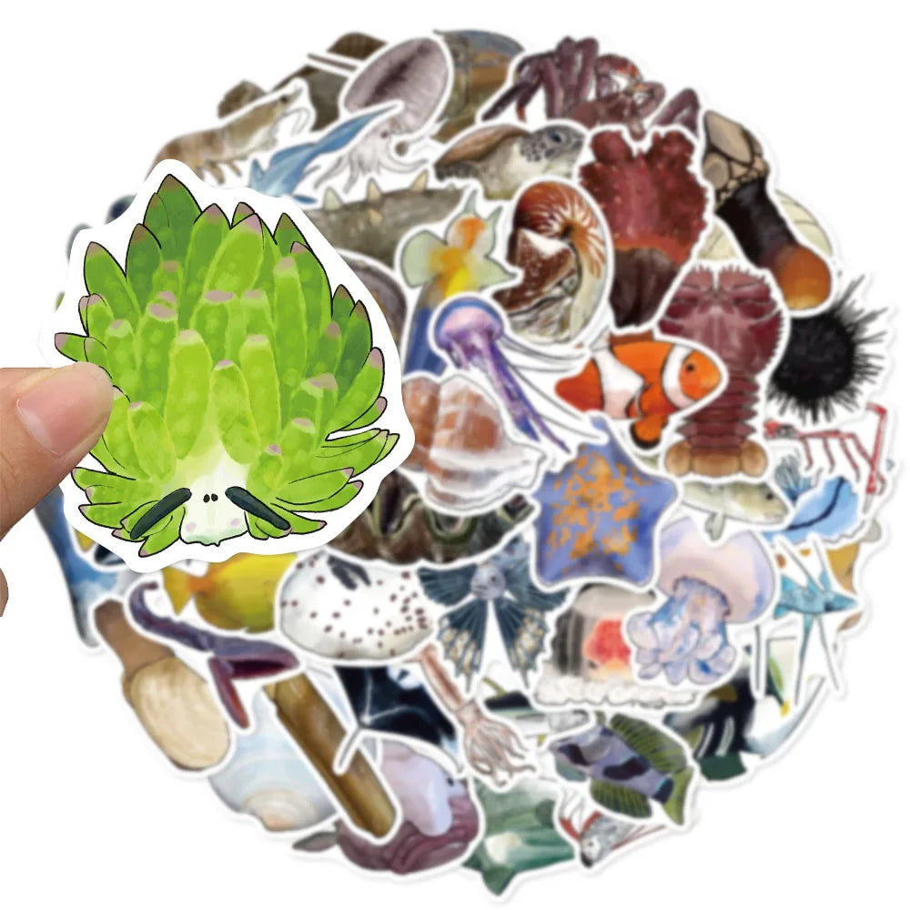 50PCS Deep Sea Fish Sticker Pack Fun Stickers DIY Brochure Manual Decoration Notebook Motorcycle Waterproof Stickers