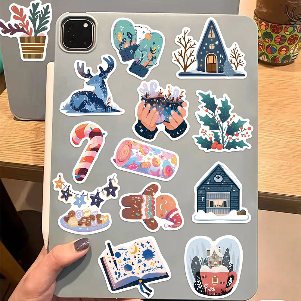 50PCS Winter Cartoon Stickers Exquisite Laptop Materials Phone Cases Laptop Suitcases Water Cups Waterproof Stickers