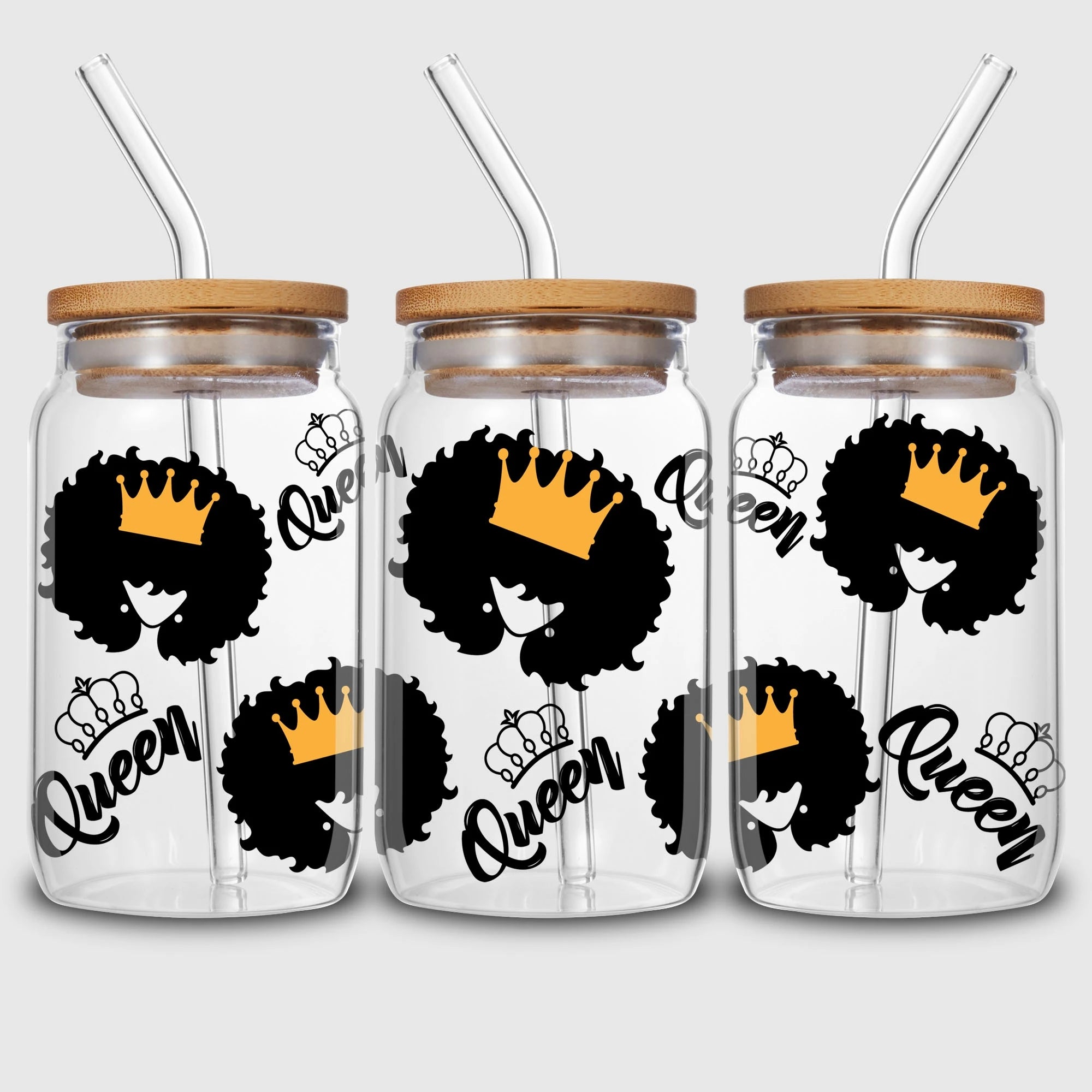 5 sheets Queen UV DTF cup stickers, DTF friction transfer stickers, waterproof transfer stickers, suitable for 16 oz glass cups