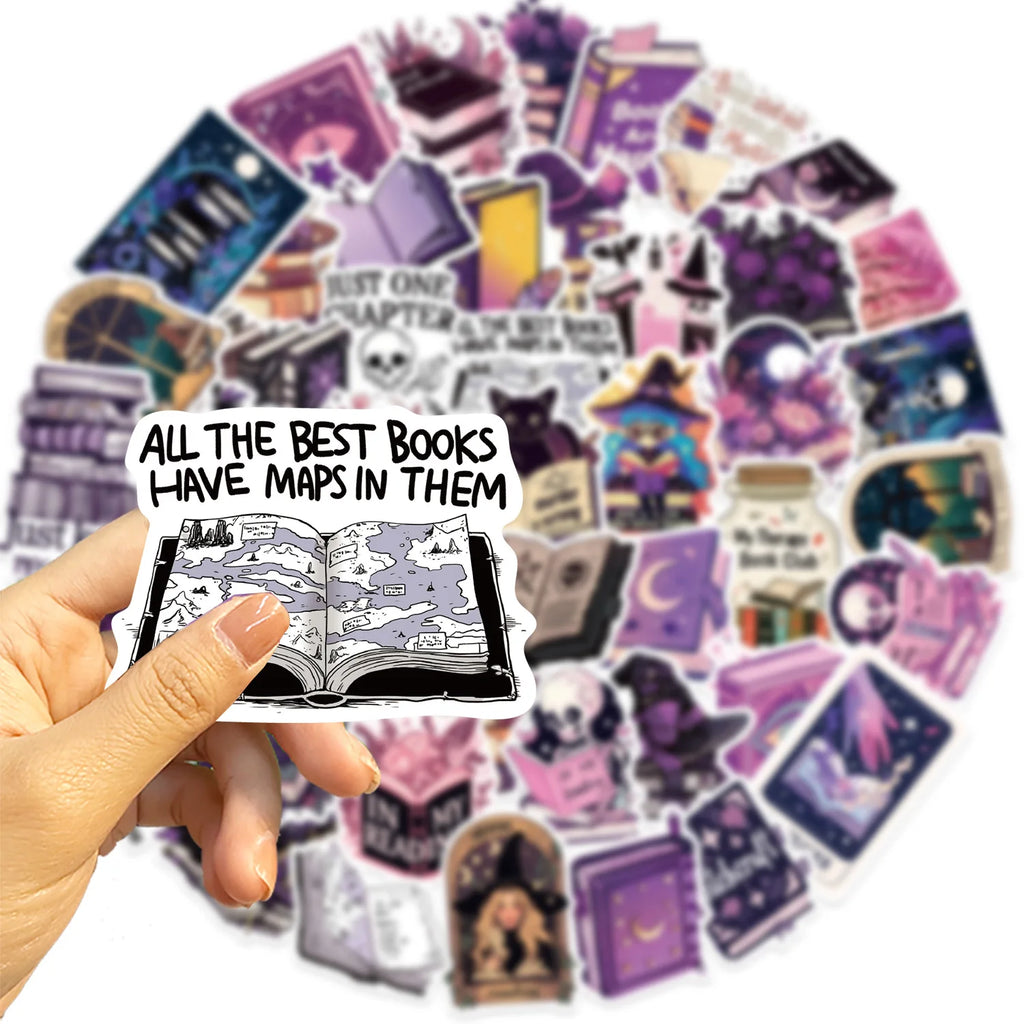 50PCS Purple Bookish Sticker Pack Bookish Stickers for Notebook Luggage Skateboard Decoration Graffiti Decals Cool Sticker