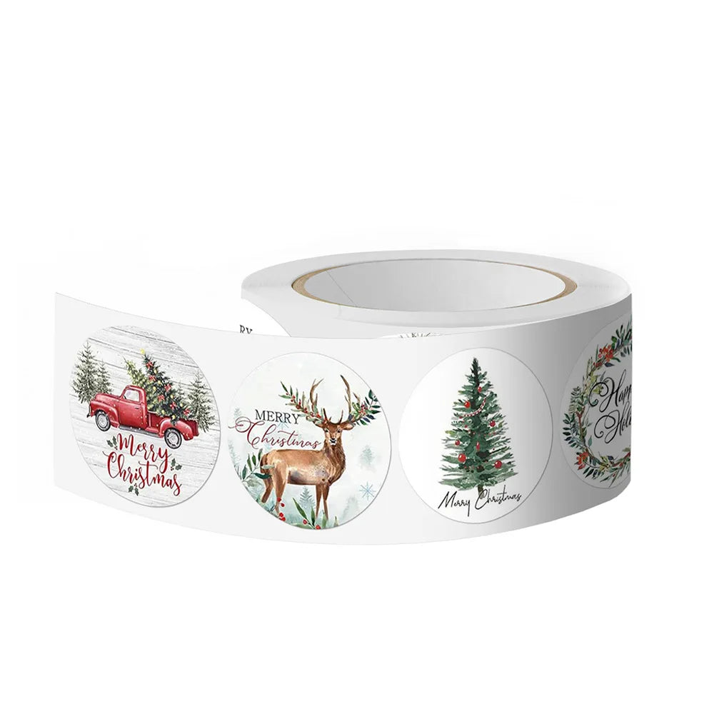 1000pcs 1inch Christmas Stickers for Envelope Round Merry Christmas Stickers 8 Designs Christmas Gift Decor Stickers