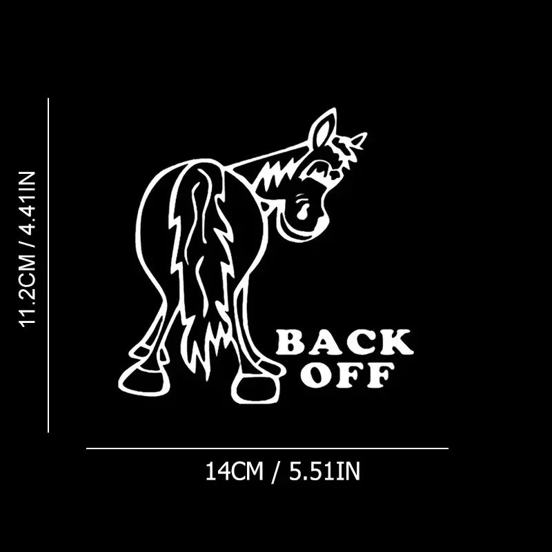Back Off Horse Graphic Funny Car Stickers For Laptop Water Vehicle Paint Window Wall Cup Toolbox Guitar Scooter Decals Auto Acce