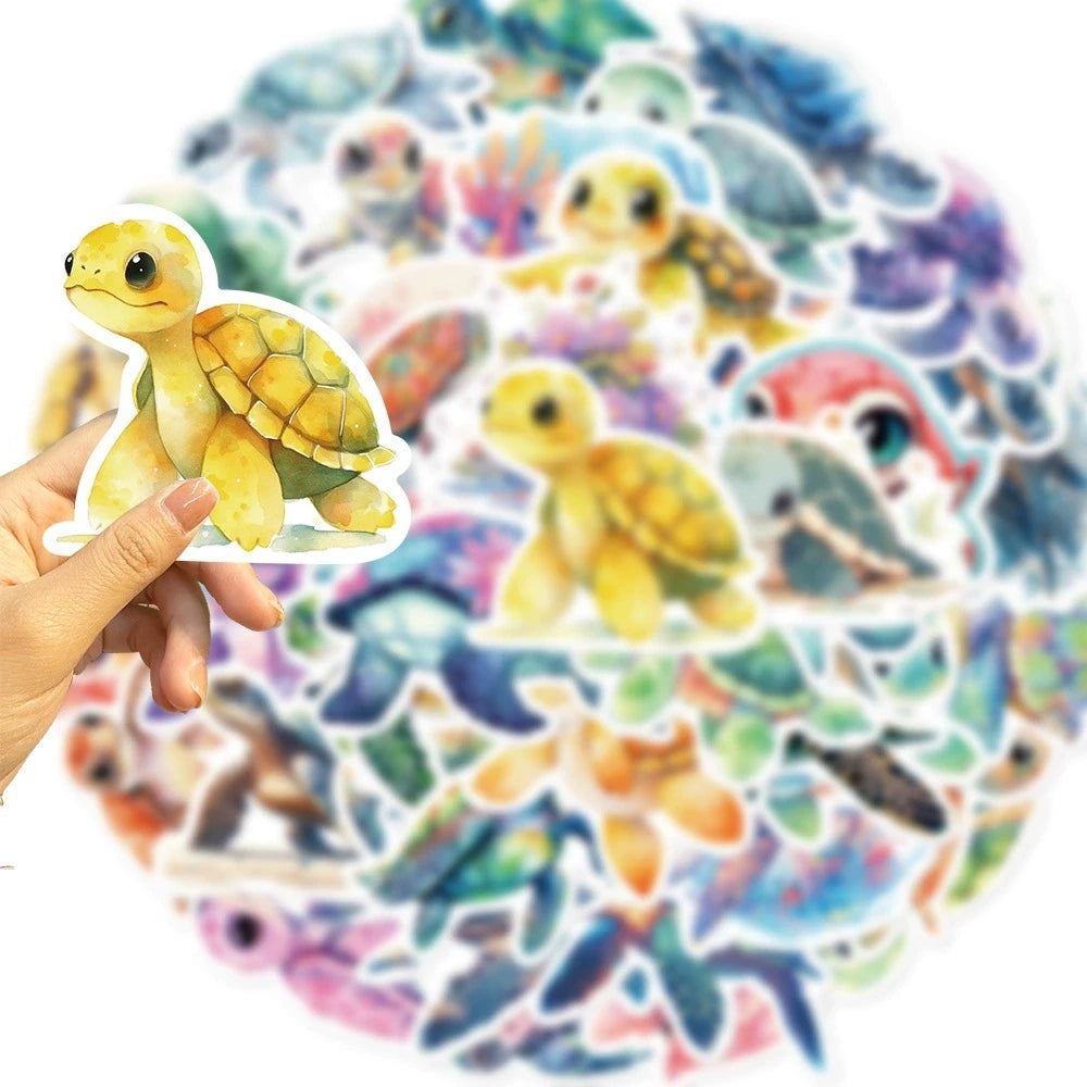 50/100PCS Cartoon Cute Turtle Graffiti Stickers Decoration Guitar Notebook Luggage DIY Waterproof Stationery Stickers