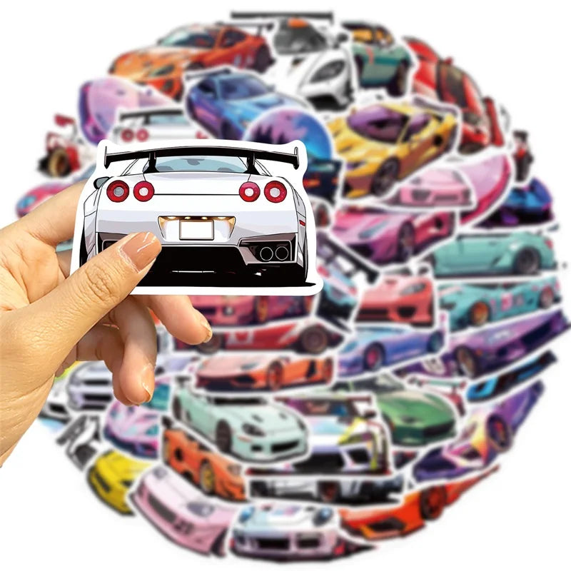 10/30/50PCS Fresh Racing PVC Sticker Aesthetic Colorful Decoration Scrapbooking DIY Korean Stationery School Supplies for Kids