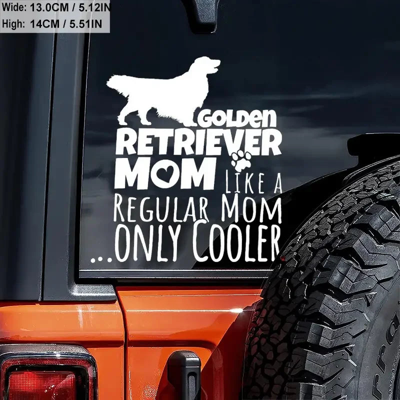 Golden Retriever Dog Mom Vinyl Die Cut Bumper Car Stickers For Truck Bike Scooter Motorbike Cycling Bicycle Snowmobile Wall Art