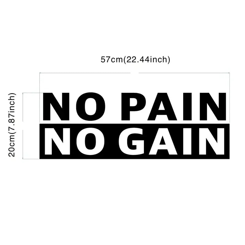 No Pain No Gain" Motivational Vinyl Wall Decal - Matte Finish, Easy Stick-On for Home Gym & Living Room Decor