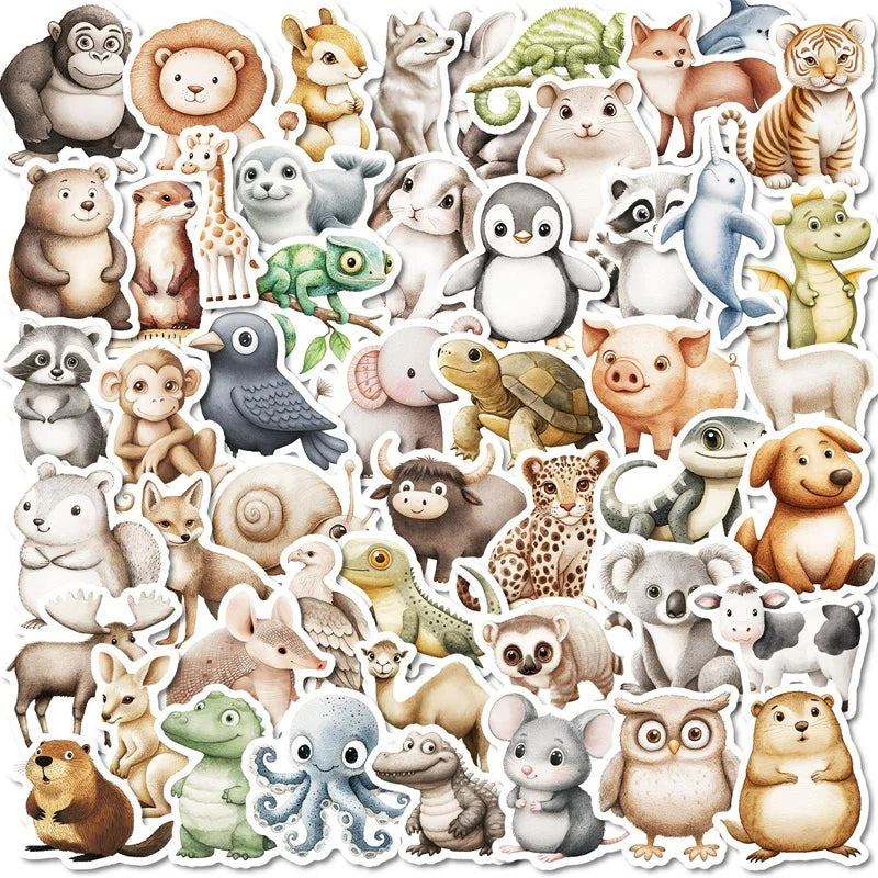 10/30/50PCS 3D Simple Animal Sticky PVC Sticker Aesthetic Children's Stationery DIY Decoration Scrapbooking School Supplies